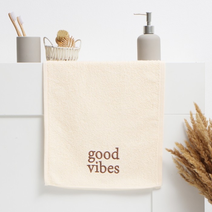 Полотенце махровое Этель Good vibes 35х50 см, 100% хлопок, 350 г/м2 Полотенце махровое Этель Good vibes 35х50 см, 100% хлопок, 350 г/м2