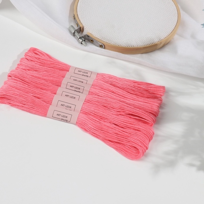 Набор ниток мулине №956, 8 &plusmn; 1 м, 6 шт, цвет ярко-розовый
