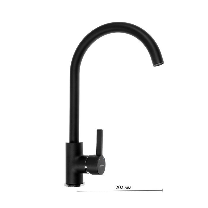 Cмеситель для кухни Accoona A4594F, однорычажный, высокий излив, латунь, черный