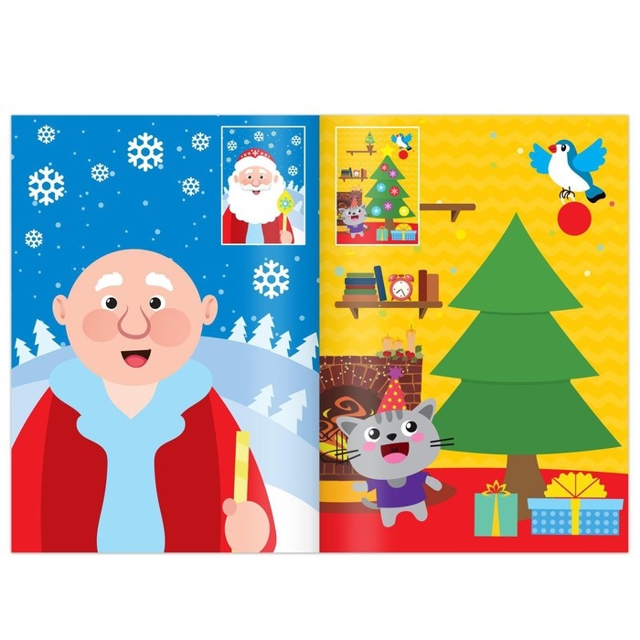 Новогодние аппликации наклейками &laquo;Белочка&raquo;