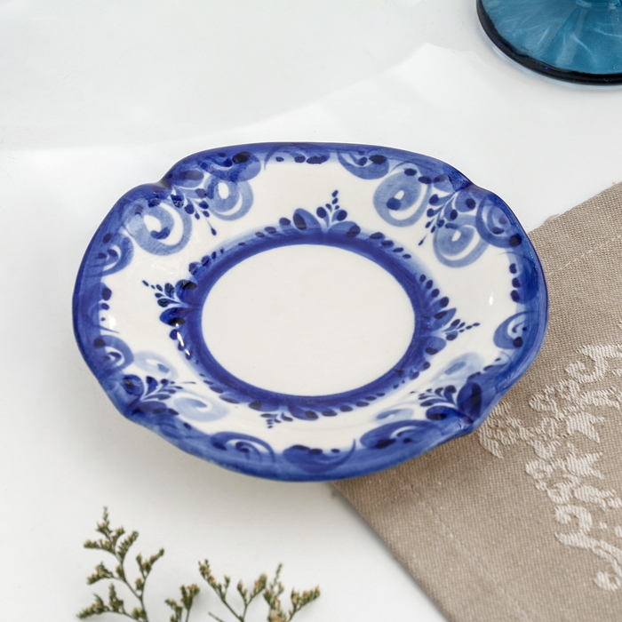 Чайная гжель «Ромашка», бело-синий,керамика, Чайная гжель «Ромашка», бело-синий,керамика,