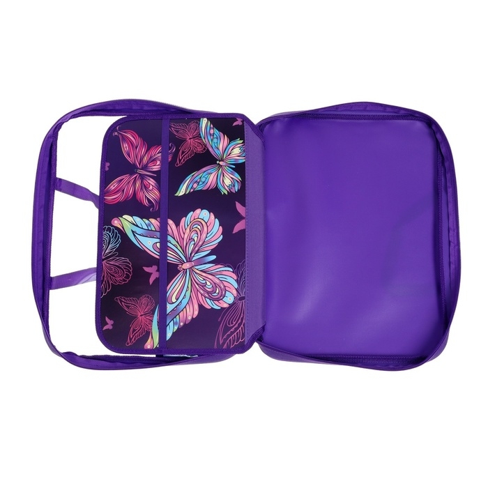 Папка для труда А4, 335 х 260 х 60 мм, с ручками текстиль, ПВХ, с наполнением 13 предметов, Calligrata, ПТР-111, Папка для труда А4, 335 х 260 х 60 мм, с ручками текстиль, ПВХ, с наполнением 13 предметов, Calligrata, ПТР-111, "Бабочки"