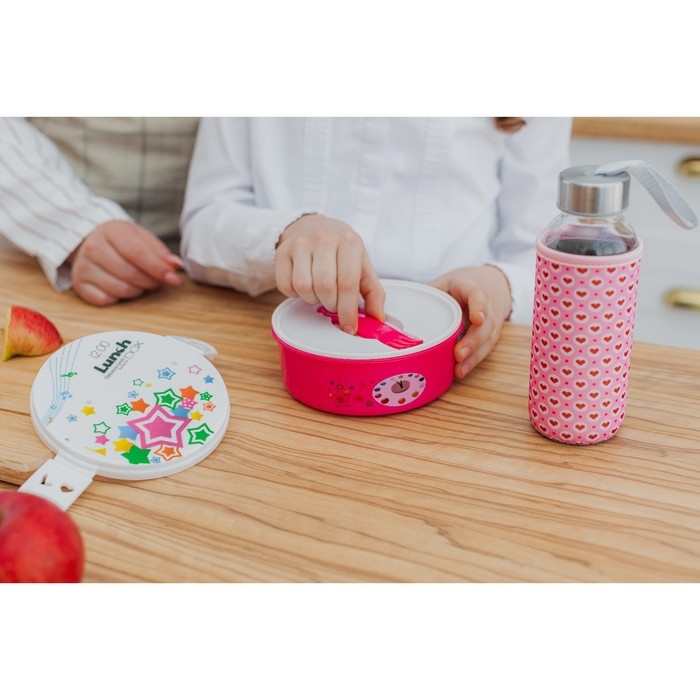 Бутылка для воды стеклянная в чехле &laquo;Ваниль&raquo;, 300 мл, h=17 см, рисунок МИКС