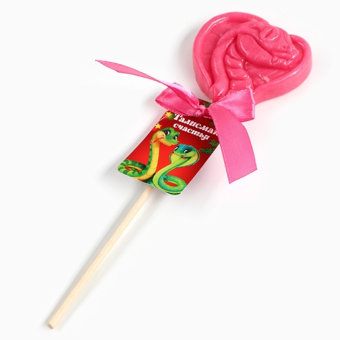 Новый год! Леденец в форме змеи &laquo;Талисман счастья&raquo;, вкус клубника, 24 г