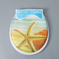 Сиденье для унитаза с крышкой Доляна &laquo;Пляж со звездой&raquo;, 40&times;37 см, мягкое