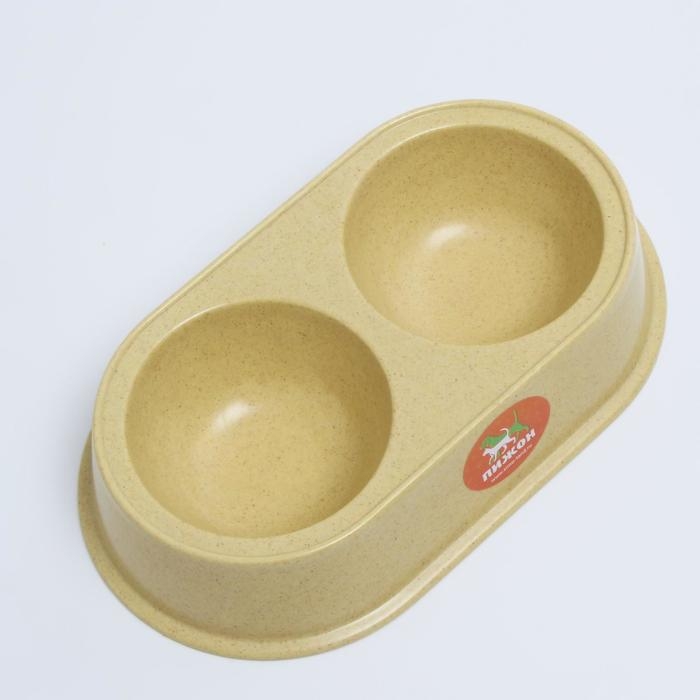 Миска бамбуковая двойная, 23,5 х 13 х 5 см, желтая Миска бамбуковая двойная, 23,5 х 13 х 5 см, желтая