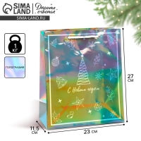 Пакет голографический &laquo;Подарочек&raquo;, ML 23 х 27 х 11.5 см, Новый год