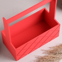 Кашпо деревянное "Эллада большая, сетка", с ручкой, красный, 25&times;12,5&times;10(25) см