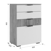 Комод "Бери" 600х353х863 дуб крафт золотой/графит