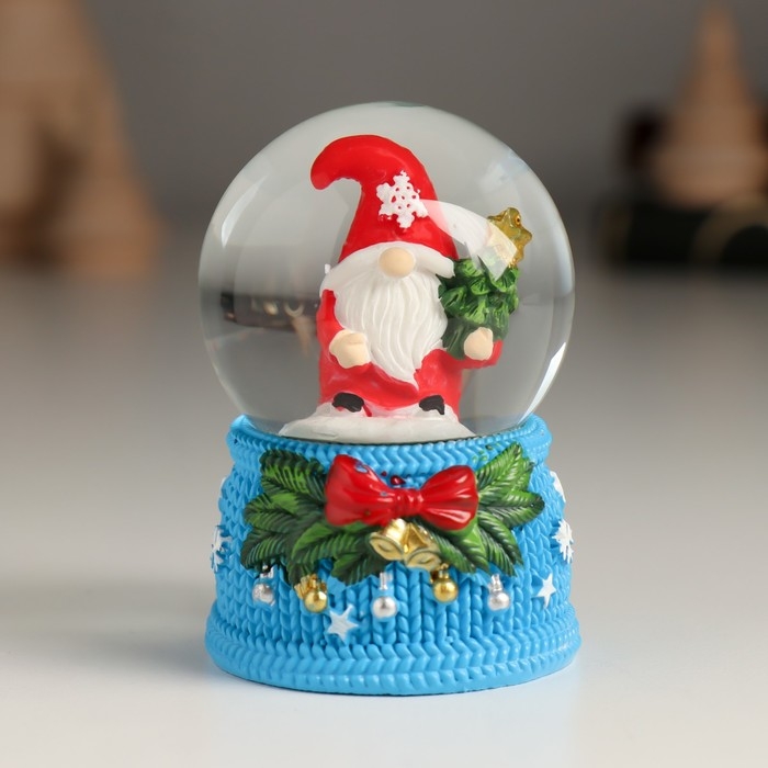 Сувенир полистоун водяной шар Сувенир полистоун водяной шар "Гномик с бантом и колокольчиками" МИКС 4,6х4,6х6,7 см