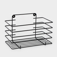 Полка прямая для ванной с высокими бортиками, 24,5&times;13&times;16,5 см, цвет черный