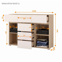 Комод 1200 Анталия, 1200х884х376, Белый/Дуб сонома