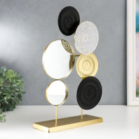 Сувенир металл с зеркалом "Круги" золото с чёрным 37х8х22 см