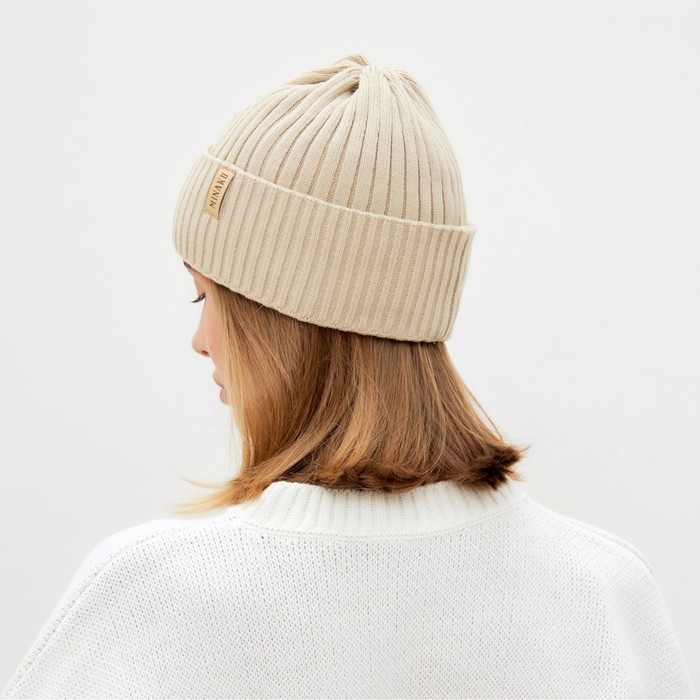 Шапка женская MINAKU Шапка женская MINAKU "Бини" цвет бежевый, размер 54-56