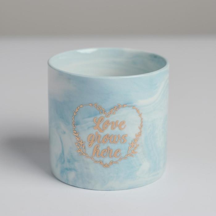 Горшок для цветов керамический с тиснением, кашпо &laquo;Расти&raquo;, 8 х 7,5 см