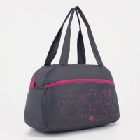 Сумка спортивная женская на молнии, наружный карман, средний размер, цвет серый/розовый Сумка спортивная женская на молнии, наружный карман, средний размер, цвет серый/розовый