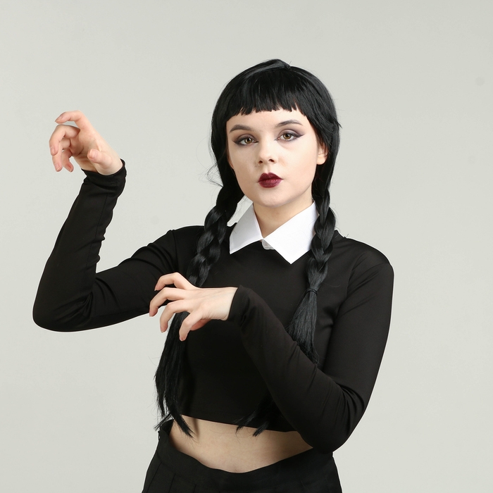 Карнавальный набор «Девочка с косичками», парик с чёлкой, воротник Карнавальный набор «Девочка с косичками», парик с чёлкой, воротник