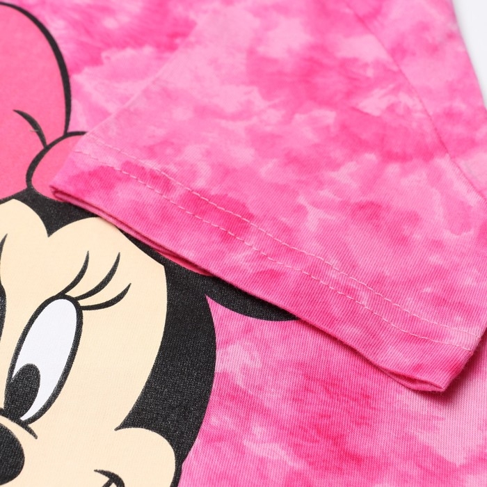 Футболка для девочки "Minnie", Минни Маус, &laquo;Тай-дай&raquo;, рост 122-128 см, цвет розовый