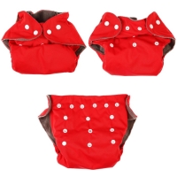 Многоразовый подгузник, 3-15 кг, угольно-бамбуковая ткань, цвет красный, Крошка Я