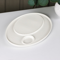 Блюдо фарфоровое с соусником Доляна, 30&times;22,5 см, цвет белый