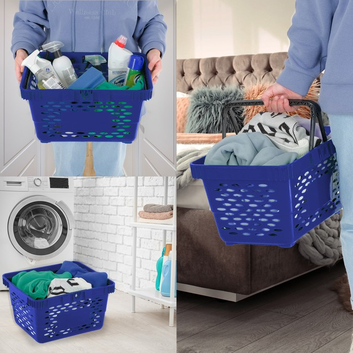 Корзина покупательская пластиковая 28 л, 50&times;34&times;26 см, цвет синий