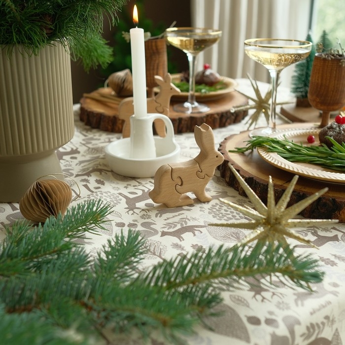 Скатерть новогодняя Доляна Forest dwellers 149х110 см, 100% хл, рогожка 164 г/м2