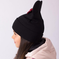 Двухслойная шапка &laquo;Мышка&raquo;, цвет чёрный/красный бант, размер 50-54