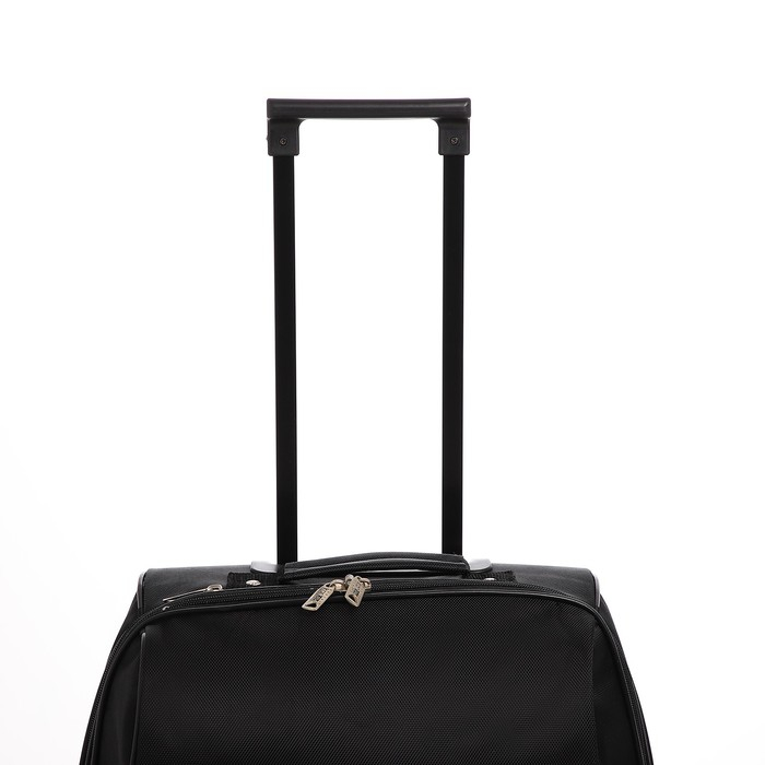 Чемодан малый 52 л (S), &laquo;Фабрика КАРТЕКС&raquo;, отдел на молнии, с расширением, наружный карман, 2 колеса, цвет чёрный
