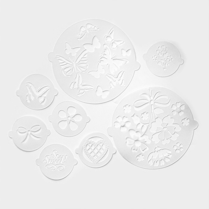 Набор кондитерских трафаретов для украшения выпечки «Букет», 8 шт: 2 шт d=20 см, 6 шт d=8 см Набор кондитерских трафаретов для украшения выпечки «Букет», 8 шт: 2 шт d=20 см, 6 шт d=8 см