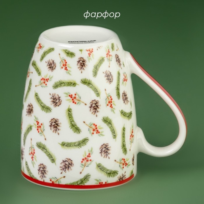 Новогодняя кружка Доляна &laquo;Зимний лес&raquo;, 370 мл, 12&times;8,5&times;10,5 см, цвет белый