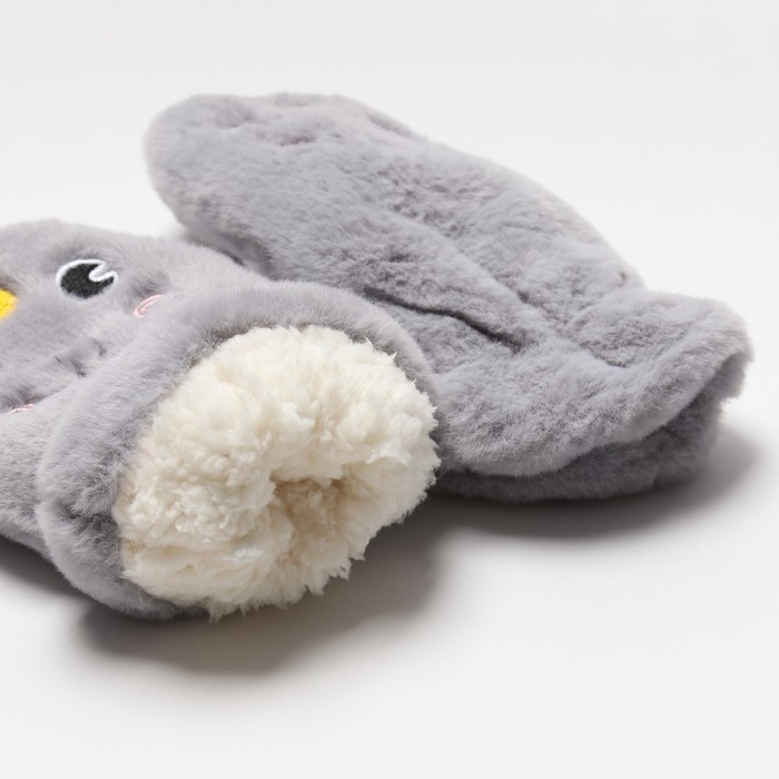 Варежки подростковые на иск.меху MINAKU Корона 19 см серый