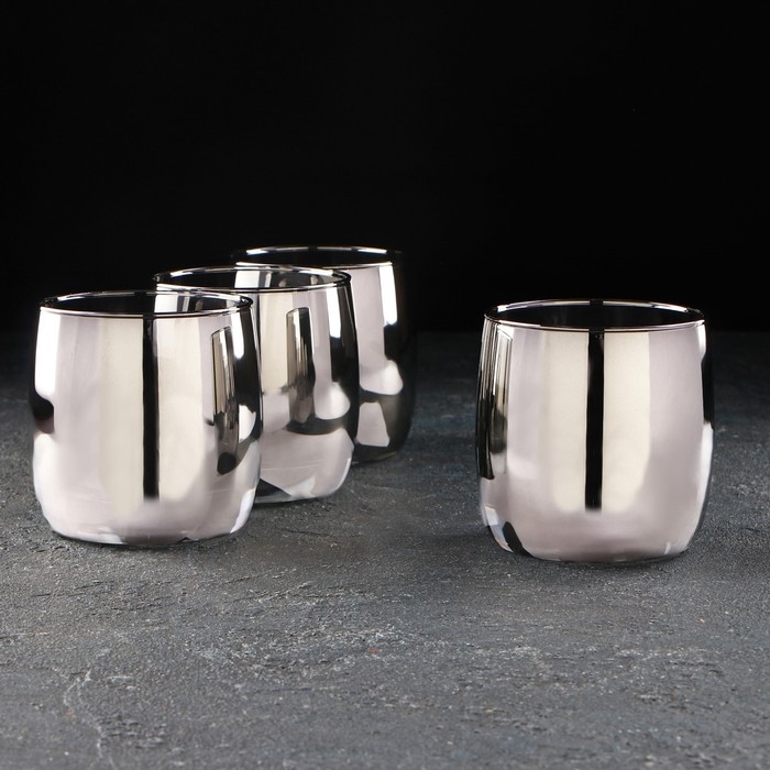 Набор низких стеклянных стаканов &laquo;Сияющий графит&raquo;, 310 мл, 4 шт