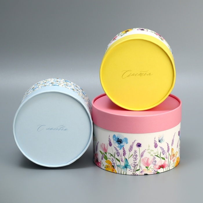 Набор шляпных коробок 3 в 1, упаковка подарочная, «Акварель», 16 х 10, 14 х 9, 13 х 8.5 см Набор шляпных коробок 3 в 1, упаковка подарочная, «Акварель», 16 х 10, 14 х 9, 13 х 8.5 см