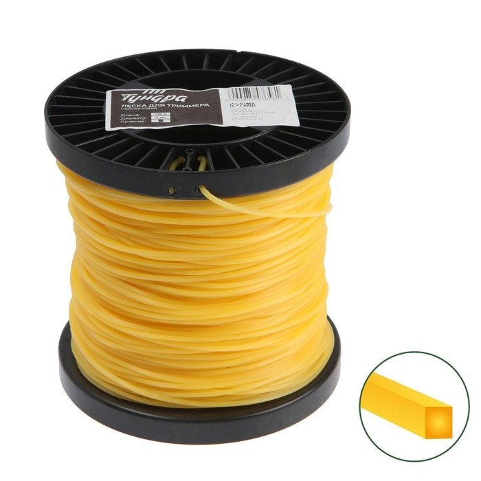 Леска для триммера ТУНДРА, сечение квадрат, d=3 мм, 150 м, нейлон Леска для триммера ТУНДРА, сечение квадрат, d=3 мм, 150 м, нейлон