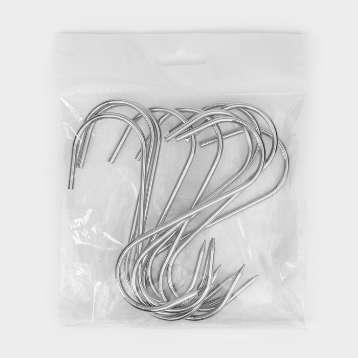 Крючки для мяса из нержавеющей стали, 12х3,5 см, упаковка 10 шт