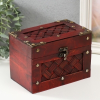 Шкатулка сундук дерево "Плетёнка. С заклёпками" коричневая 17,8х11,5х12,8 см Шкатулка сундук дерево "Плетёнка. С заклёпками" коричневая 17,8х11,5х12,8 см