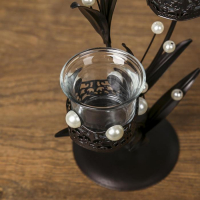 Подсвечник металл, стекло на 3 свечи "Ажурный с жемчугом" чёрный 29х15х11,5 см Подсвечник металл, стекло на 3 свечи "Ажурный с жемчугом" чёрный 29х15х11,5 см