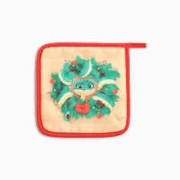 Новый год. Символ года. Змея. Набор кухонный Счастливого нового года: подставка 15*15 см, прихватка 17*17см Новый год. Символ года. Змея. Набор кухонный Счастливого нового года: подставка 15*15 см, прихватка 17*17см