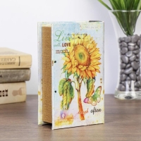 Сейф-книга дерево шёлк "Подсолнух с бабочкой" 17х11х5 см Сейф-книга дерево шёлк "Подсолнух с бабочкой" 17х11х5 см