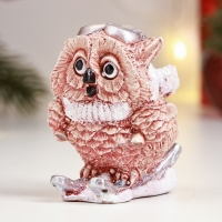 Фигура "Сова на лыжах" бежевая, 6х6х5см