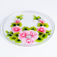 Набор для сока с подносом "Розы" художественная роспись, 6 стаканов 1250/200 мл, микс