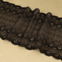 Кружевная эластичная ткань, 190 мм &times; 2,7 &plusmn; 0,5 м, цвет чёрный