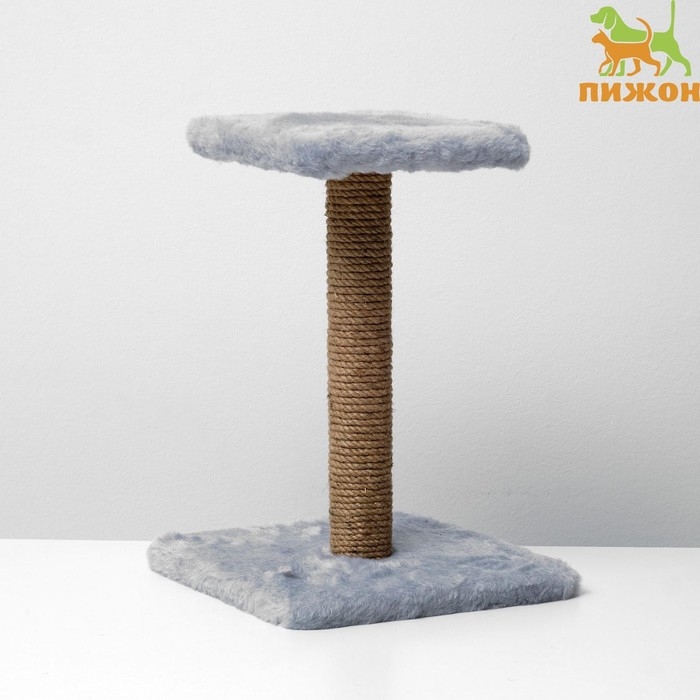 Когтеточка "Полка" с подставкой, 30 х 30 х 40 см, джут,  серая