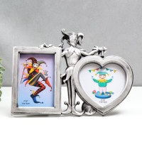 Фоторамка пластик на 2 фото 10х15, 13х13 см "Скоморох" тёмное серебро 22,5х31х2 см Фоторамка пластик на 2 фото 10х15, 13х13 см "Скоморох" тёмное серебро 22,5х31х2 см