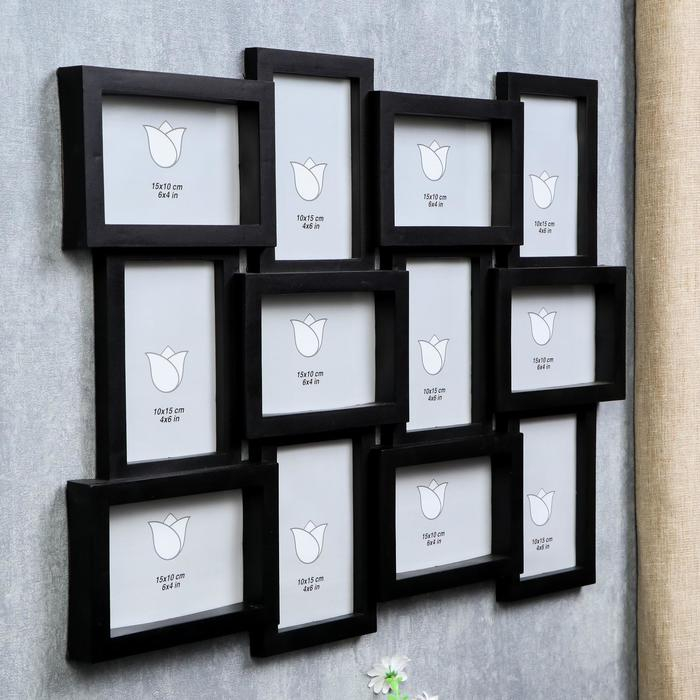 Фоторамка Фоторамка "Геометрия" чёрная на 12 фото 10х15 см (57х44 см)