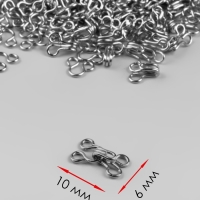 Крючок пришивной №0, 10 &times; 6 мм, 100 шт, цвет серебряный