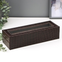 Шкатулка кожзам под часы 6 отделений "Шоколад" 9х31х10 см Шкатулка кожзам под часы 6 отделений "Шоколад" 9х31х10 см