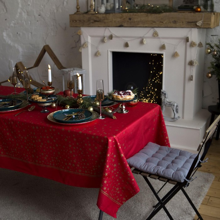 Скатерть Скатерть "Этель" Gold stars 149х250+/- 3см, 100% хлопок, 190 г/м2