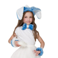 Карнавальный набор &laquo;Зайка&raquo;, повязка с ушками р. 52, бант, нарукавники, цвет голубой МИКС