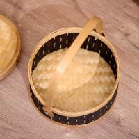 Корзинка плетёная с крышкой, из бамбука 20х20х23 см